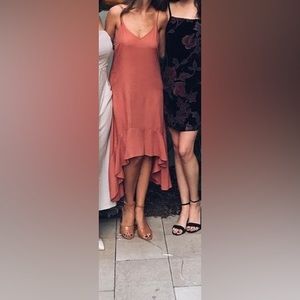 Burnt orange high and low dress